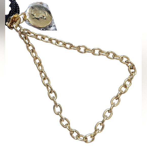 Yves Saint Laurent YSL Black Makeup Wristlet w/Gold Chain And Parfum Sample, New - Picture 4 of 10